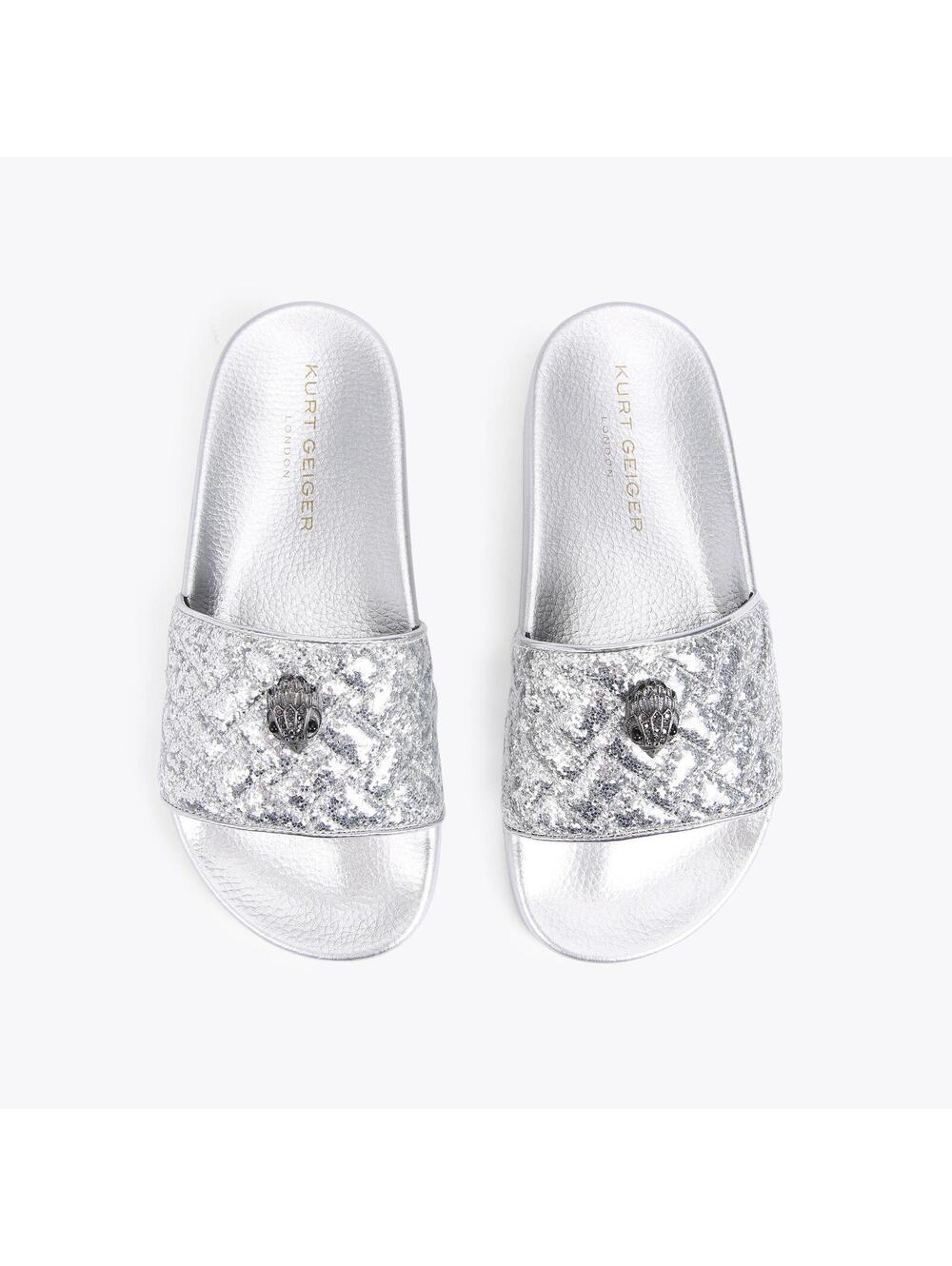 Kurt Geiger Meena Eagle Silver Glitter Slide EU38.5/US7.5